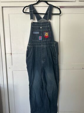 Disney Winnie the Pooh Denim Overalls with Multicolor Logo - Blue